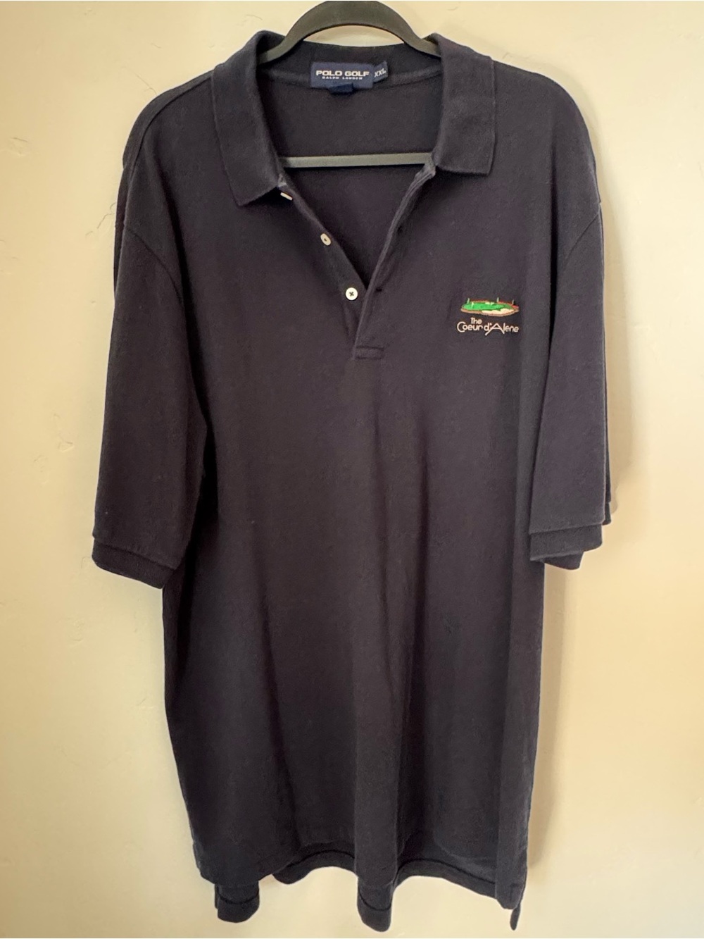 Vintage 90s Polo Golf Ralph Lauren Coeur d'Alene Floating Green Polo Navy XXL